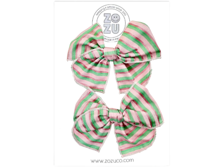 Mint & Metallic Pink Stripe :: Mini Traveler Pigtail Set Online now