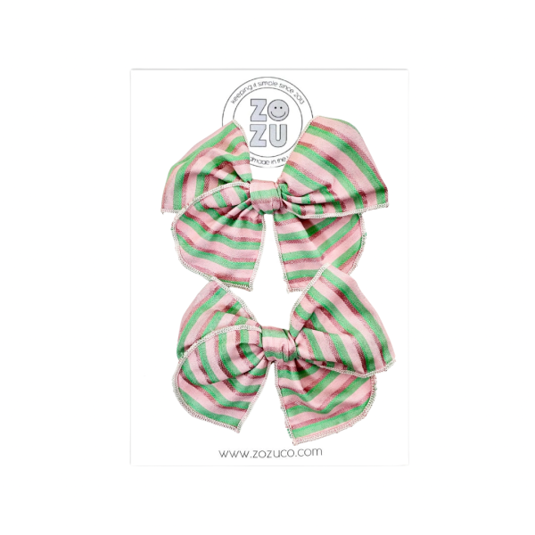 Mint & Metallic Pink Stripe :: Mini Traveler Pigtail Set Online now