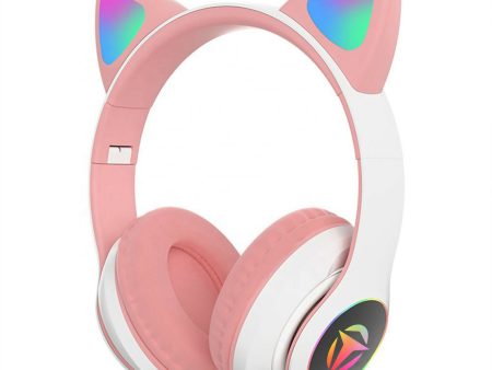 WK LIFE BORN TO LIVE K8 2024 Updated V5.3 Wireless Wired Kids Headphones with Mic for Girls Boys Cat Ear Bluetooth Online Learning School (Pink) Online Sale