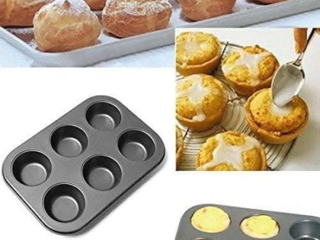 AV MART Carbon Steel Muffin Tray with 100 Muffin Liners- Versatile Bakeware for 6 Muffins- Black, OTG, Microwave & Dishwasher Safe- Premium Cupcake Tray Discount