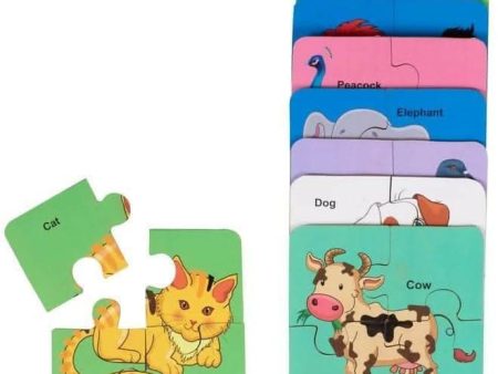 AVMART Wooden Educational Multi-Color Set of 8 Animal Jigsaw Puzzle Cards for Kids (5.5  x 5.5   Inch) Discount