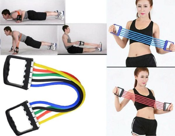 AVMART Multicolor Highly Durable Adjustable Chest Expander for Workout at Gym, Home & Fitness Chest Pull Hand Grip Resistance Tube Online Sale